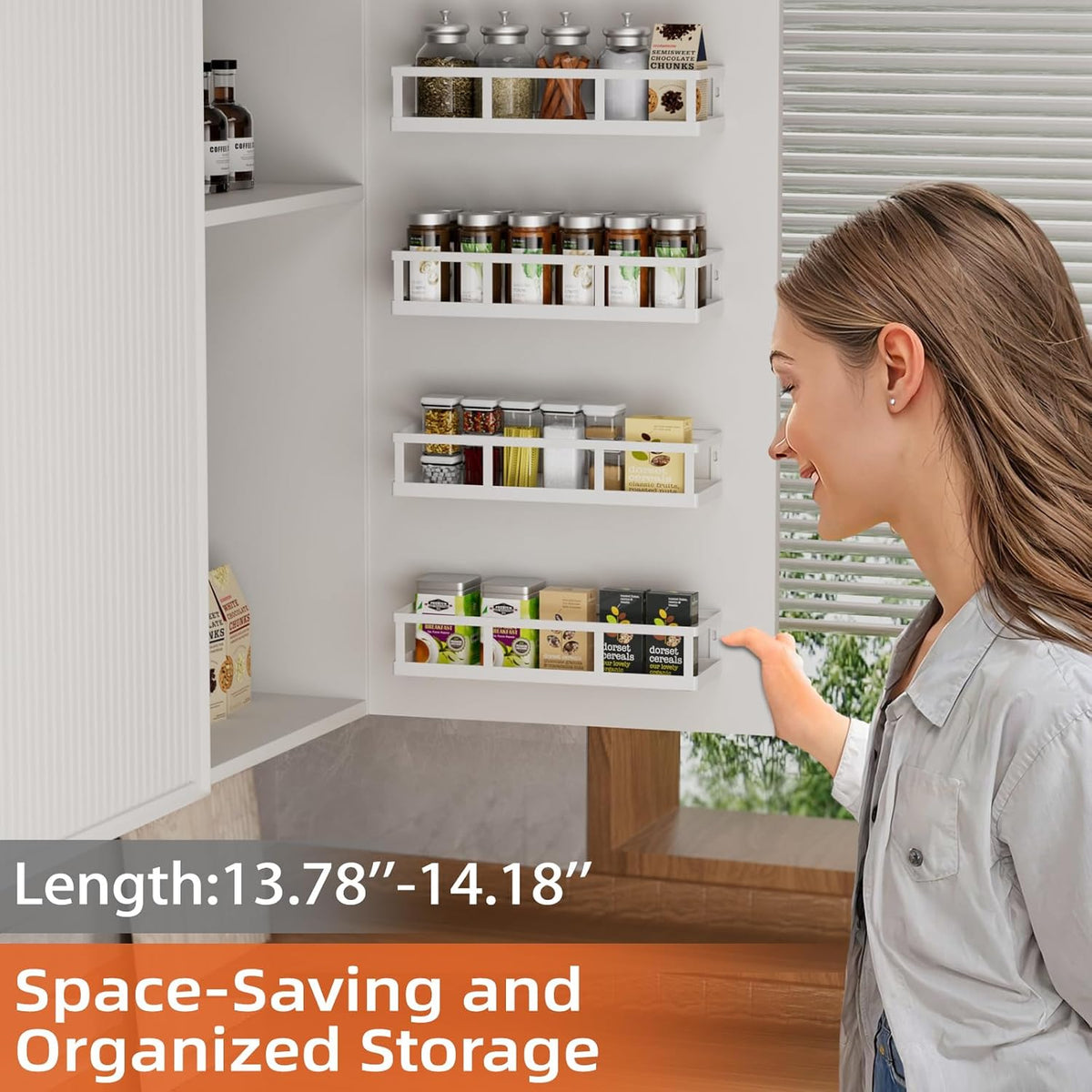 Spice Rack Wall Mounted, 4 Pack Pantry Door Organizer & Hanging Storage Baskets Organizer Wall