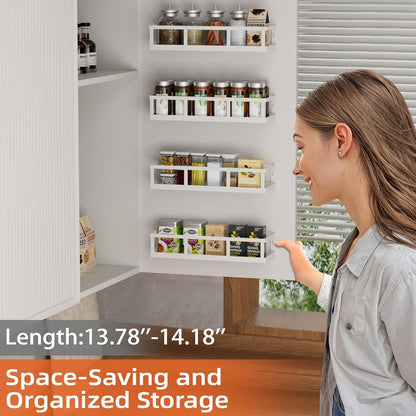 Spice Rack Wall Mounted, 4 Pack Pantry Door Organizer & Hanging Storage Baskets Organizer Wall