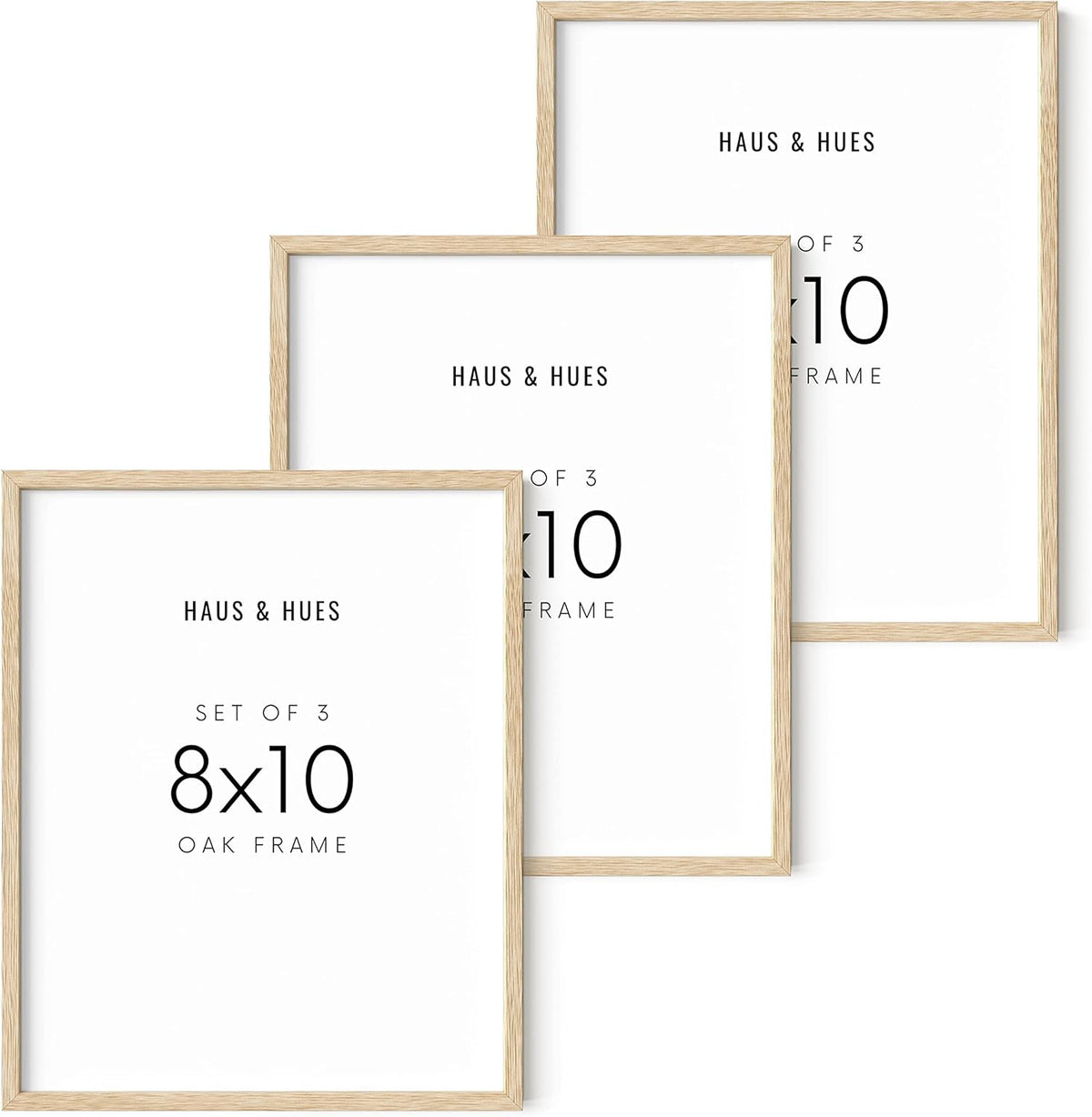HAUS AND HUES Beige Wood Oak 8x10 Picture Frame, Set of 3 - Modern Wood Wall Art Display