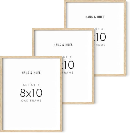 HAUS AND HUES Beige Wood Oak 8x10 Picture Frame, Set of 3 - Modern Wood Wall Art Display