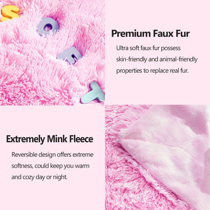 GONAAP Fuzzy Faux Fur Throw Blanket Twin Size Light Pink Super Soft Cozy Plush Fuzzy Shaggy Blanket