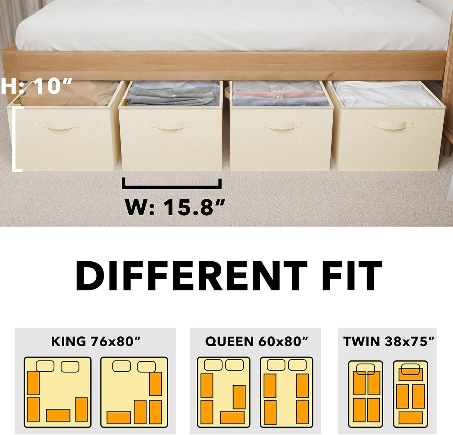 SpaceAid 4 Pack 10" High Under Bed Storage Containers, Large Underbed Storage Organizer Bins with