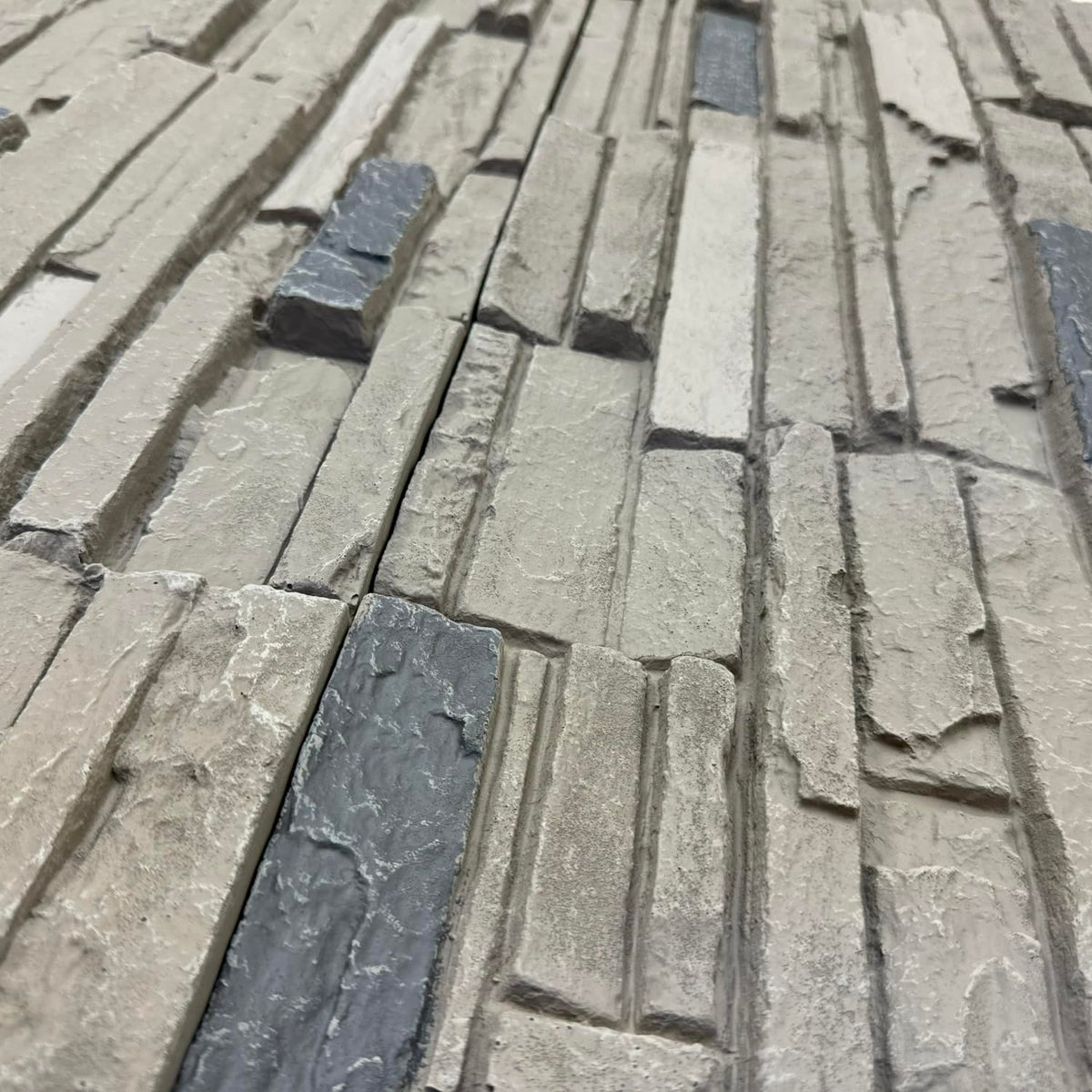 OTECKO 6-Pack Faux Stone Wall Panel 48 in x 13 in x 2 in Stacked Stone High Density Polyurethane