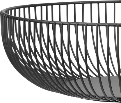 Fruit Bowl for Kitchen Counter, Black Wire Fruit Bowl, Metal Countertop Fruit Basket, 11 Inches