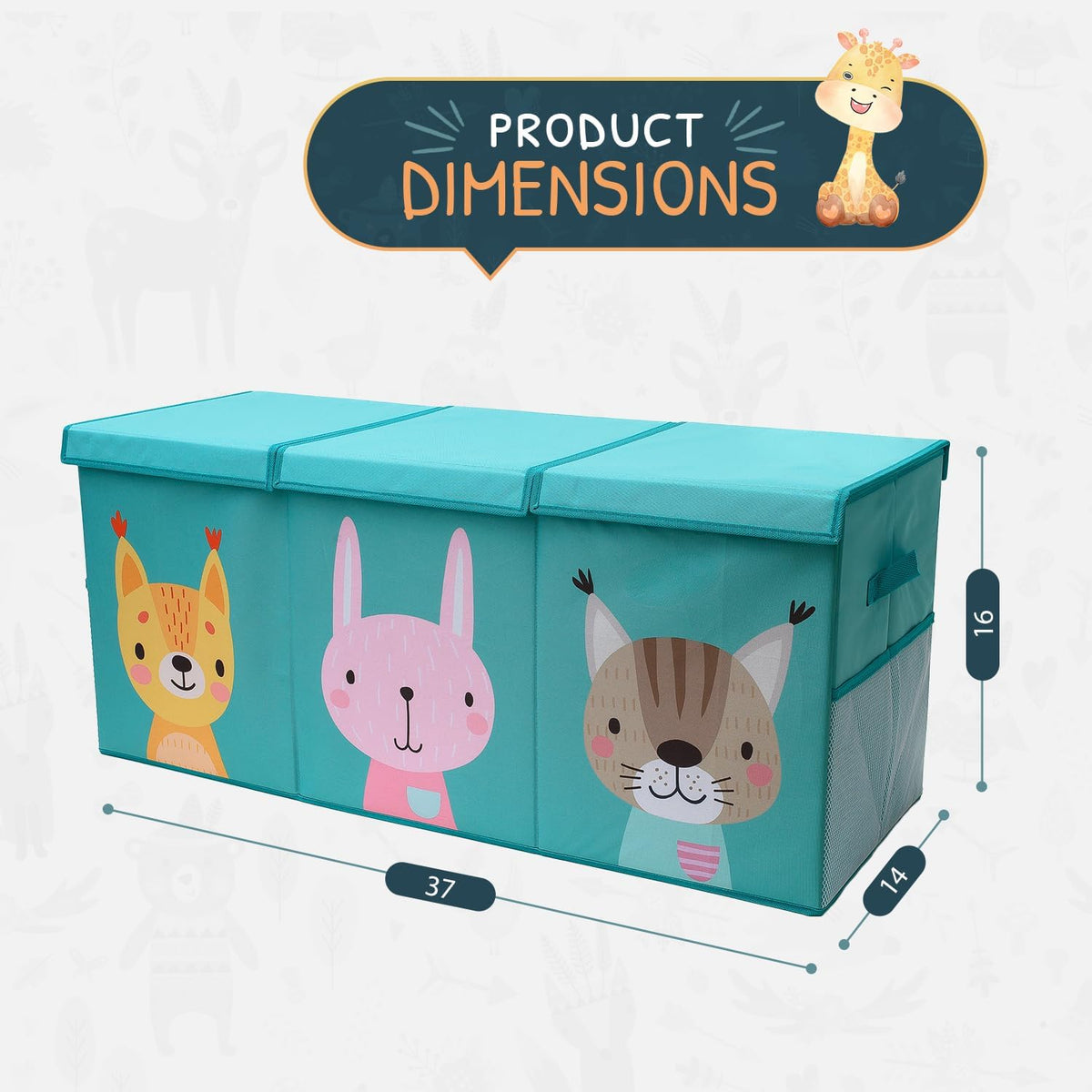 Extra Large Toy Storage Organizer with Lid - Sturdy, Collapsible Toy Chest Storage Box with Cute