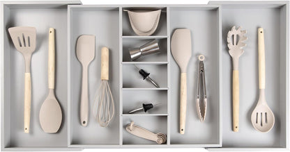 Adjustable Kitchen Drawer Organizer for Utensils and Junk, Food-Safe Contract Grade with 100%