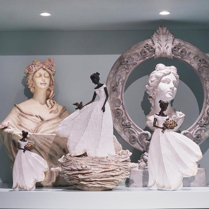Guichifun Fairy Statue Collection Home Decoration - White Leaf Angel Girls Resin Home Decor for