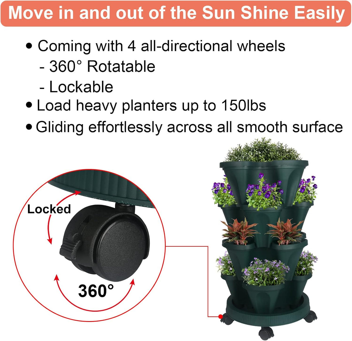 Vertical Planter 4 Tier Stackable Planters Garden Planters Strawberry Herb Flower and Vegetable