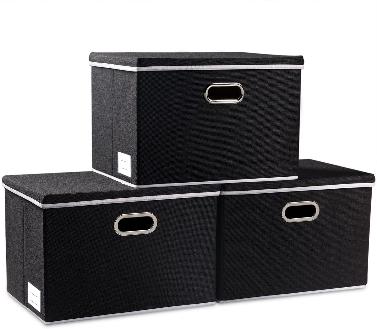PRANDOM Extra Large Collapsible Storage Bins with Lids [3-Pack] Linen Fabric Foldable Storage