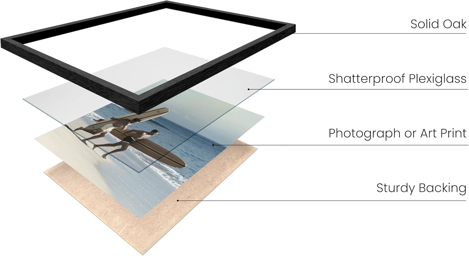 HAUS AND HUES Black Oak Wood Gallery Wall Tabletop Frames Made with Real American Oak and