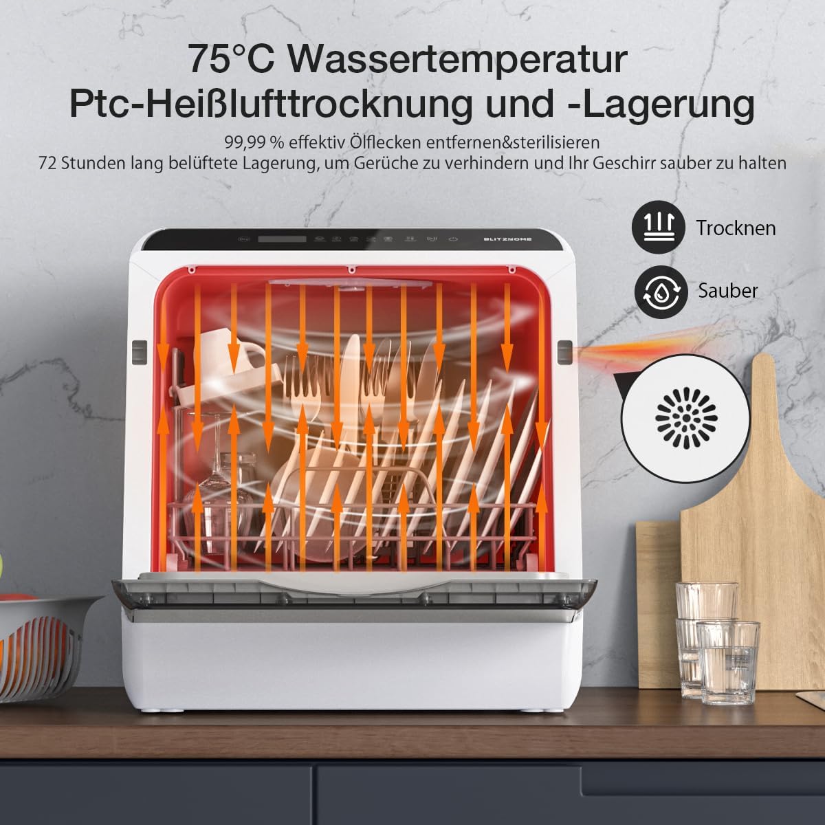 Portable Dishwasher Countertop, WIFI Smart Dishwasher, Compact Mini Dishwashers with 5L Built-in