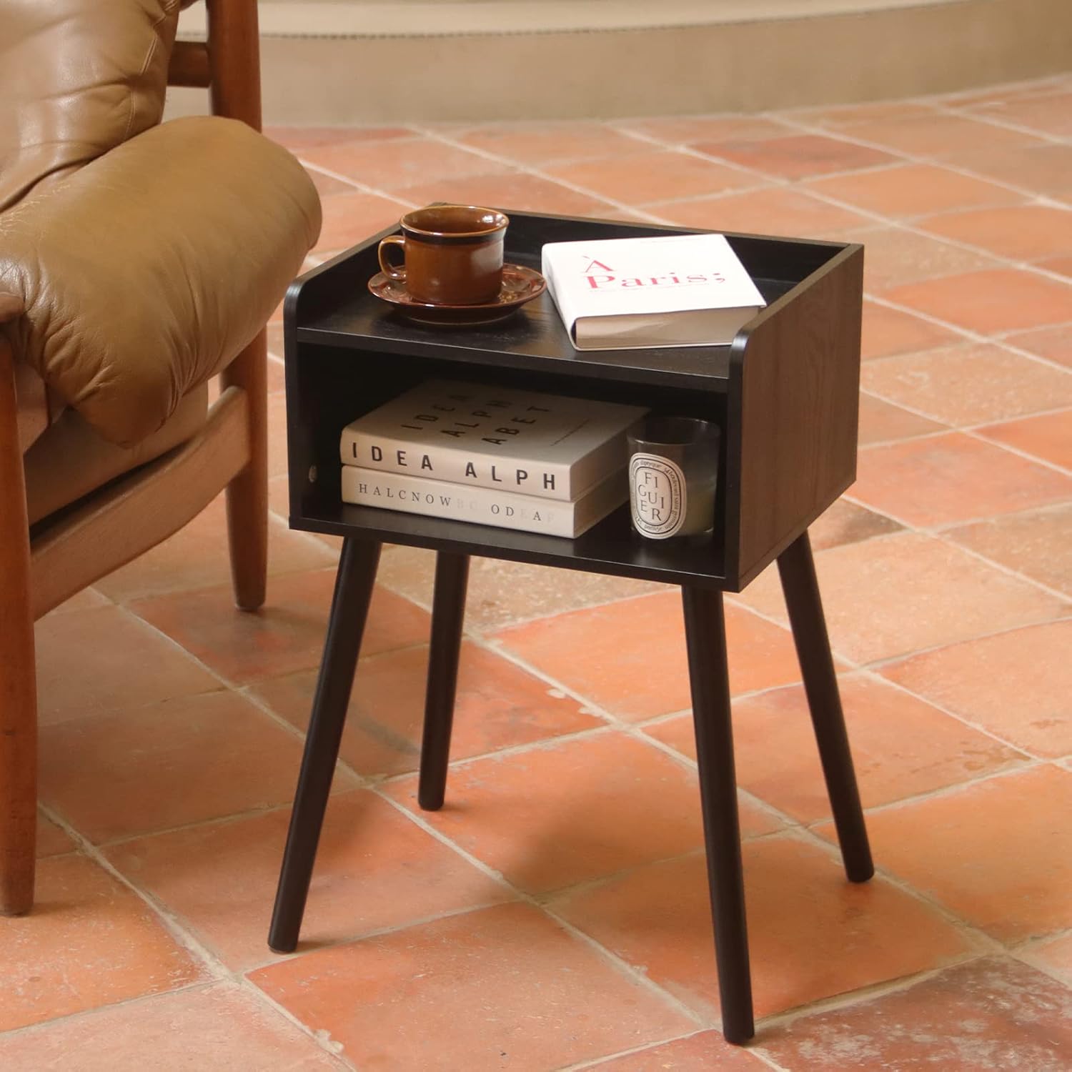 MaxSmeo Nightstand, Mid Century Modern Side Table Bedroom with Storage, Small End Bedside Table