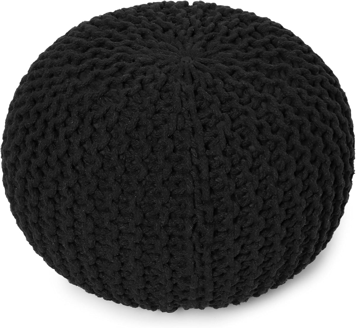 REDEARTH Round Pouf Foot Stool Ottoman - Hand Knitted Bean Bag - Cord Boho Pouffe - Cable Poof
