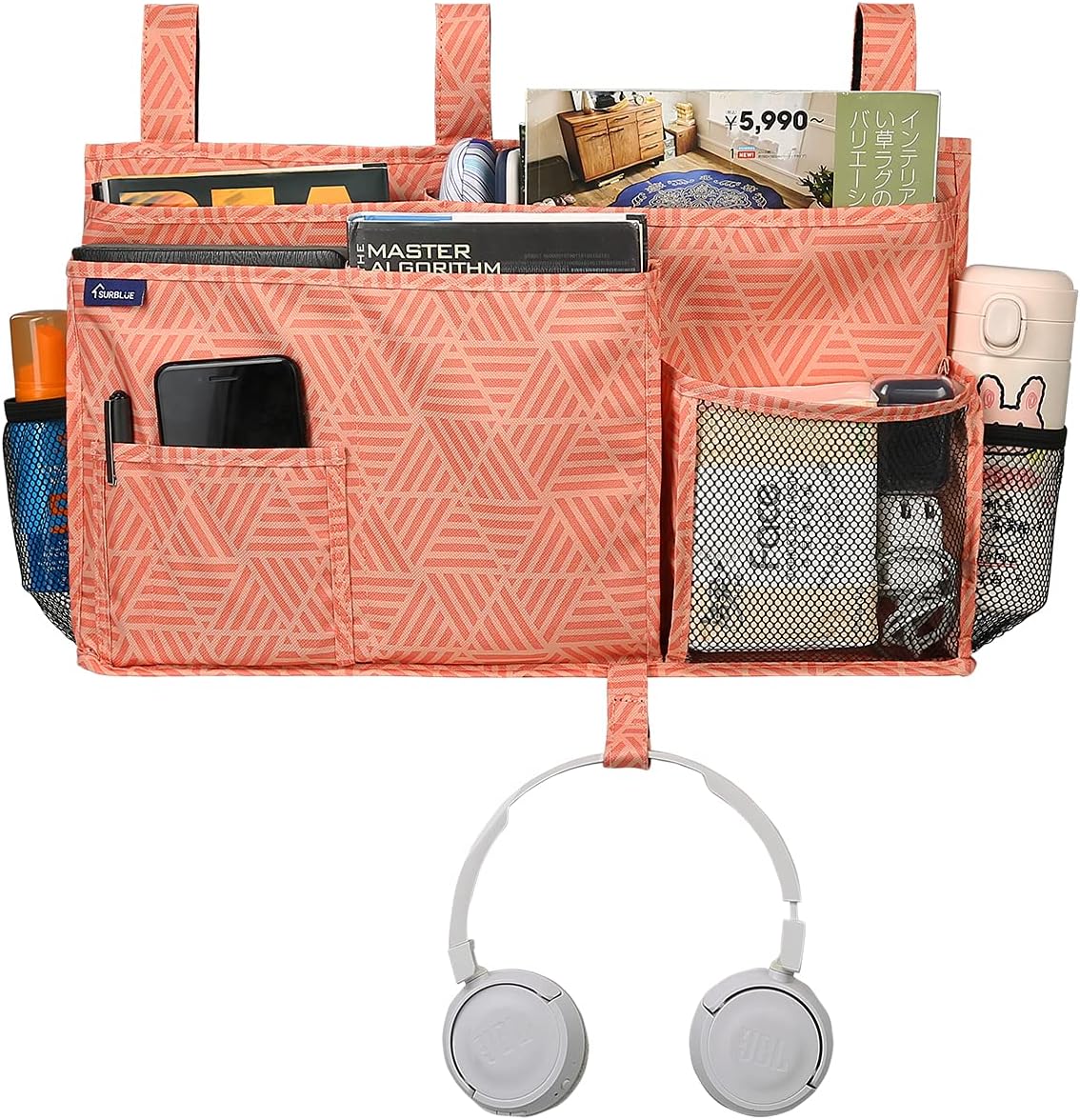 Surblue Bedside Caddy Hanging Organizer Storage Bag Pocket for Bunk, Hospital, College Dorm Rooms