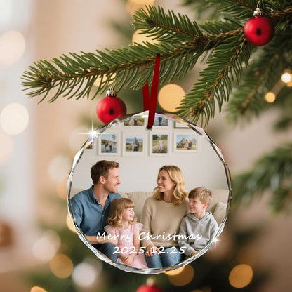 Custom Christmas Ornament Glass-Personalized Christmas Ornaments with Photo/Name/Date/Text,Wedding
