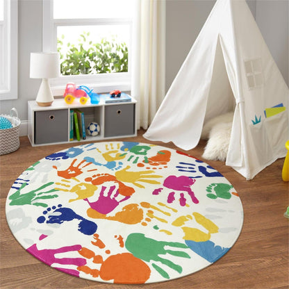 STARUIA Colorful Round Kids Rug 5 Ft, Machine Washable Rug for Playroom, Non-Slip Circle Rugs for
