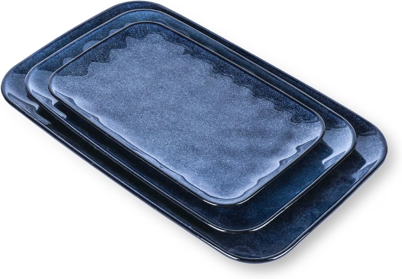 vicrays Ceramic Rectangle Serving Platters - 14" 12" 10" Porcelain Serving Trays Plates for Party