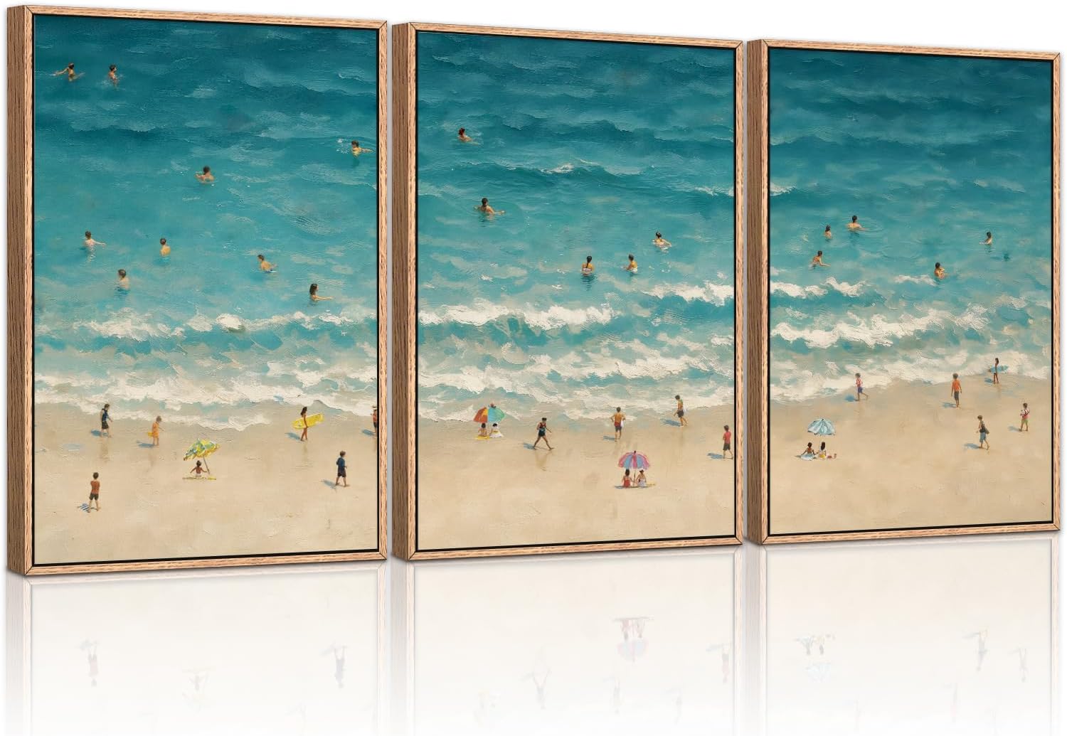 HLNIUC Summer Beach Canvas Wall Art,Modern Minimalist Coastal Landscape Wall Decor Set of