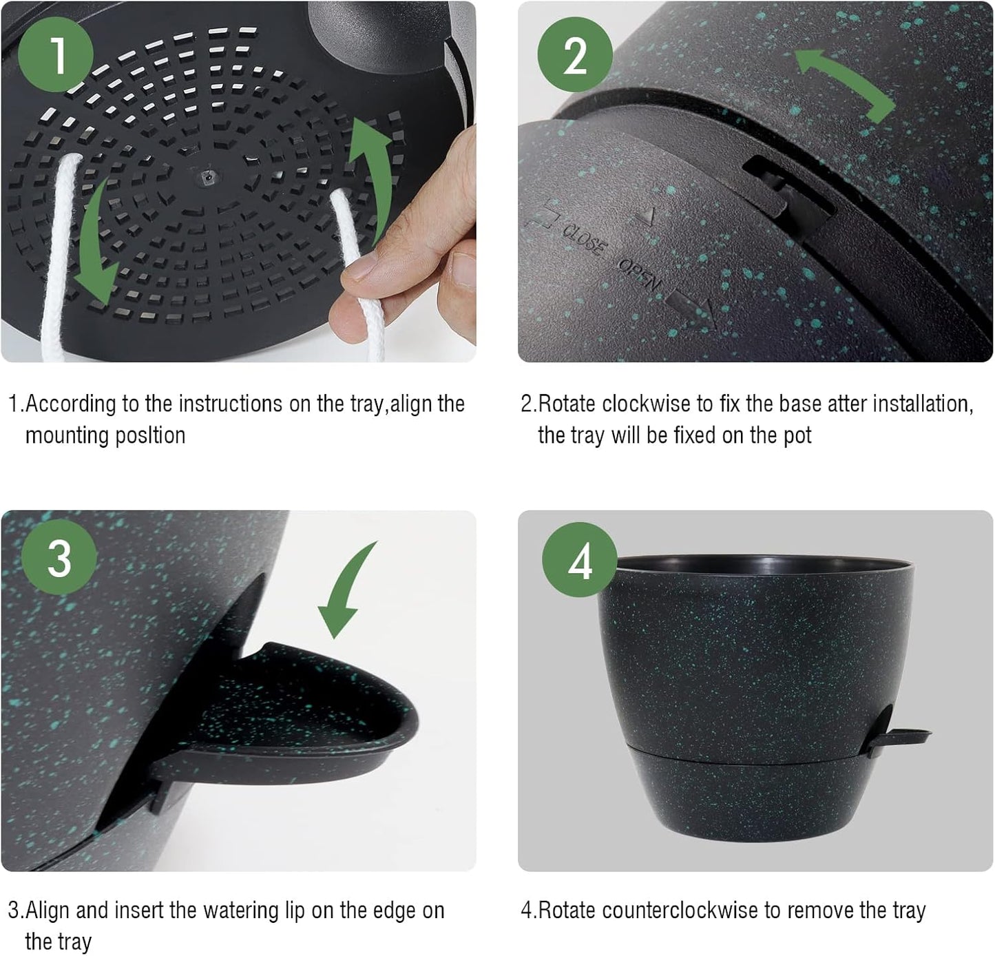 10 Inch Self Watering Hanging Pots, 2 Pack Hanging Planters with 40oZ Deep Reservior for Indoor