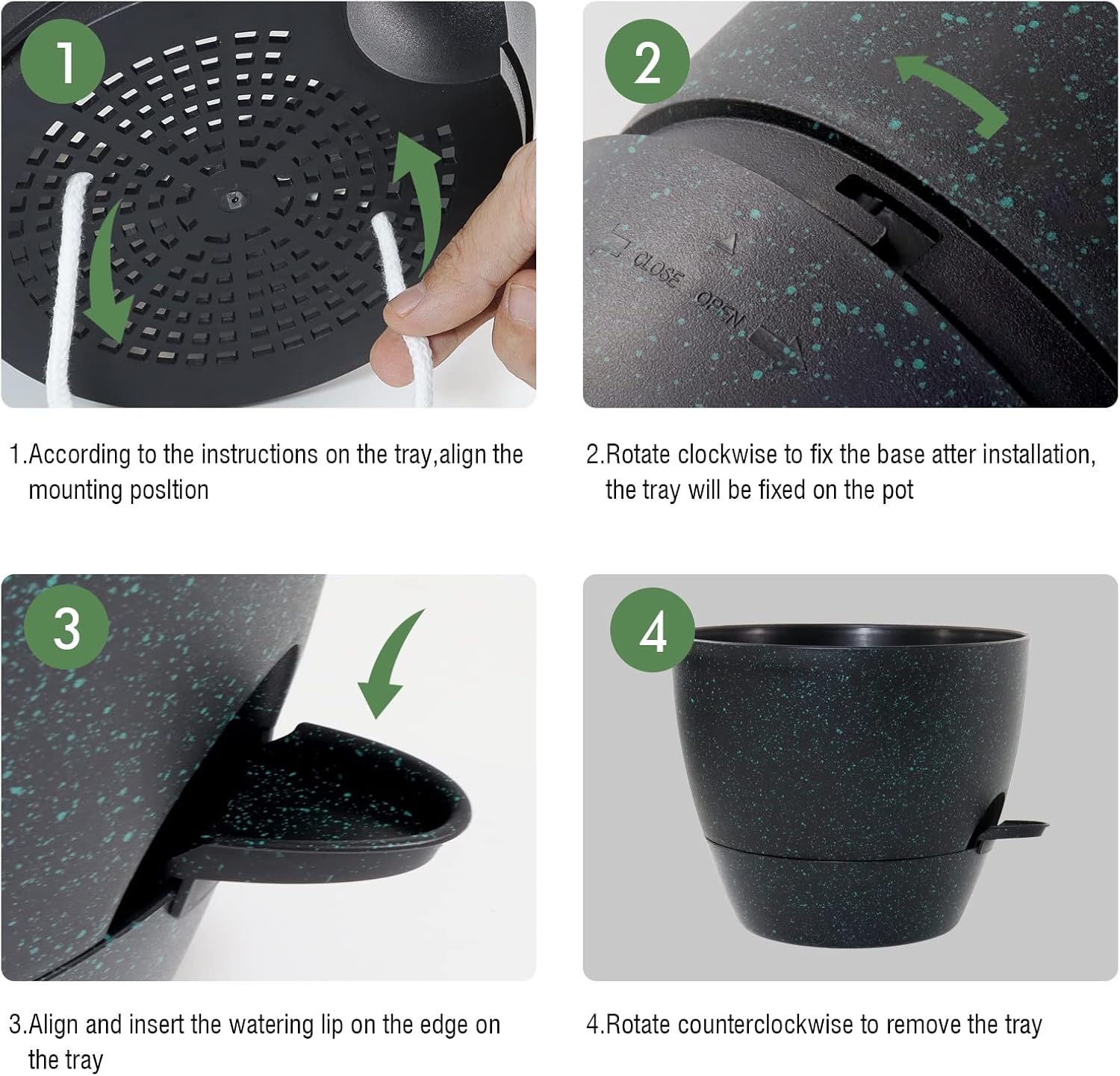 10 Inch Self Watering Hanging Pots, 2 Pack Hanging Planters with 40oZ Deep Reservior for Indoor