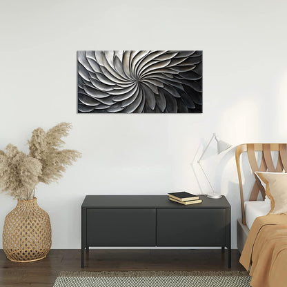 LASMOND Abstract Black and White Wall Art for Living Room Modern Canvas Print Painting Lines Flower