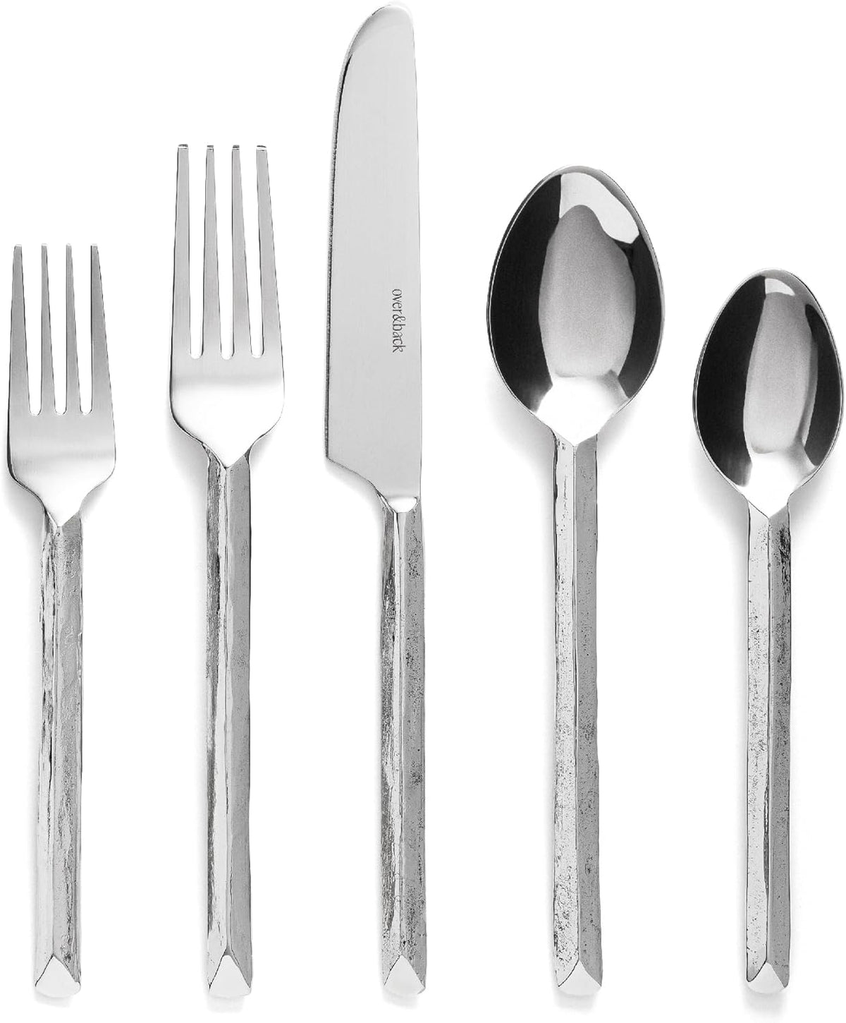 over&back 20pc Hand-Forged Flatware Cutlery Set - Comes with 4 Dinner Forks, 4 Salad Forks, 4