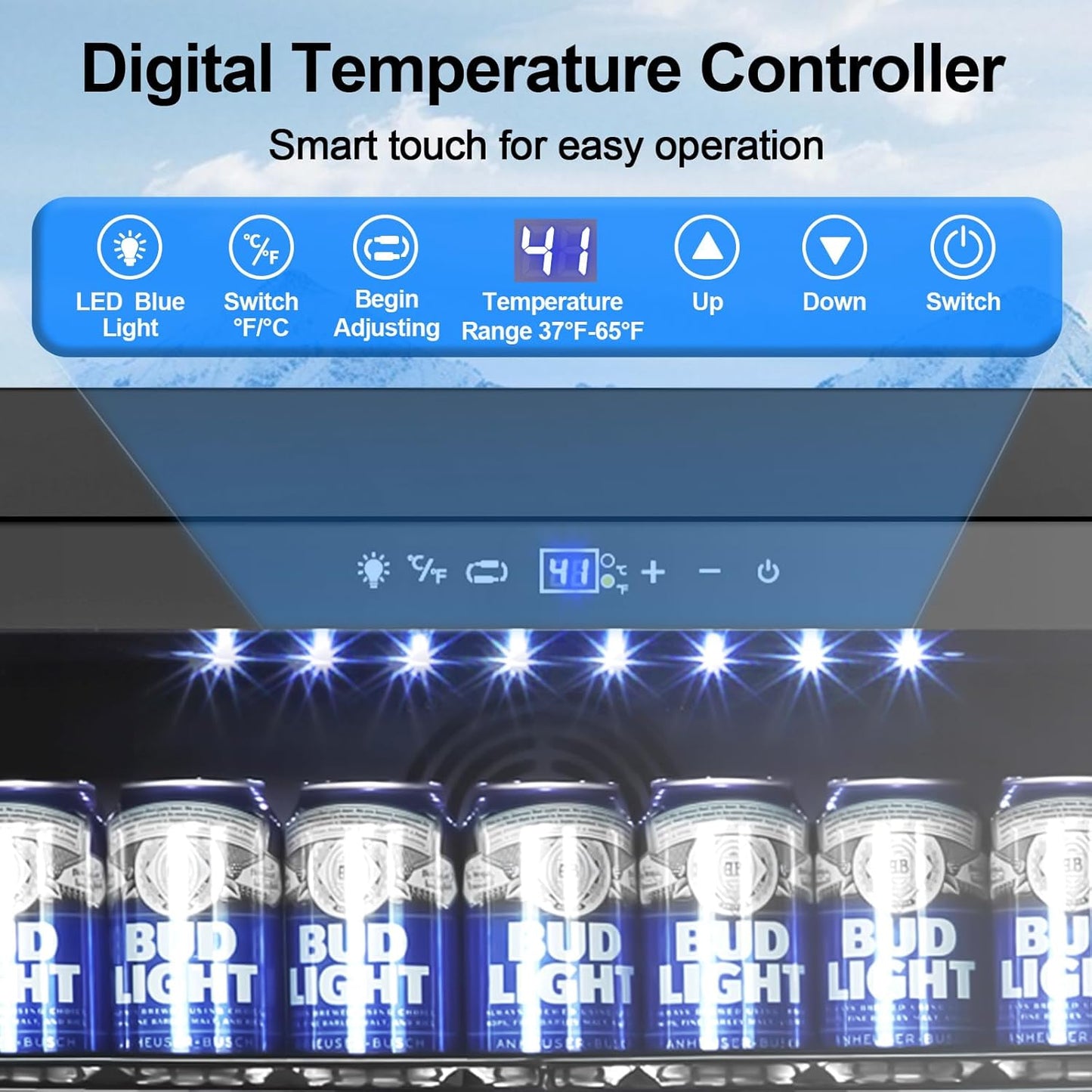 24 Inch Beverage Refrigerator, 5.2 Cu. Ft. Drink Refrigerator with Glass Door, 200 Cans Under