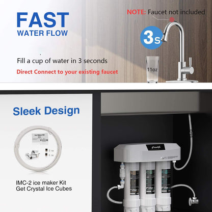 Frizzlife Under Sink Water Filter System SK99-NEW, Direct Connect, NSF/ANSI 53&42 Certified 0.5