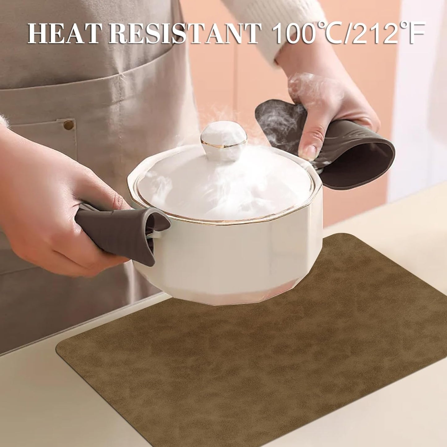 BLESWIN Faux Leather Placemats, Set of 6, 12×17 Inch -Double Side Texture Color Table Mats