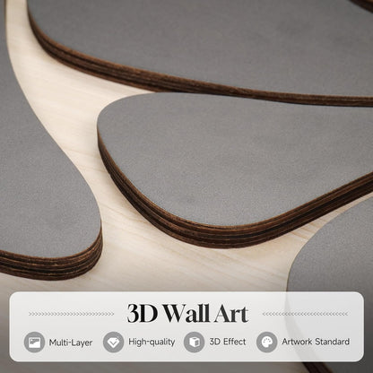 Framed Textured Wood 3D Wall Art for Living Room, Large Boho Floral Black and Beige Artwork for
