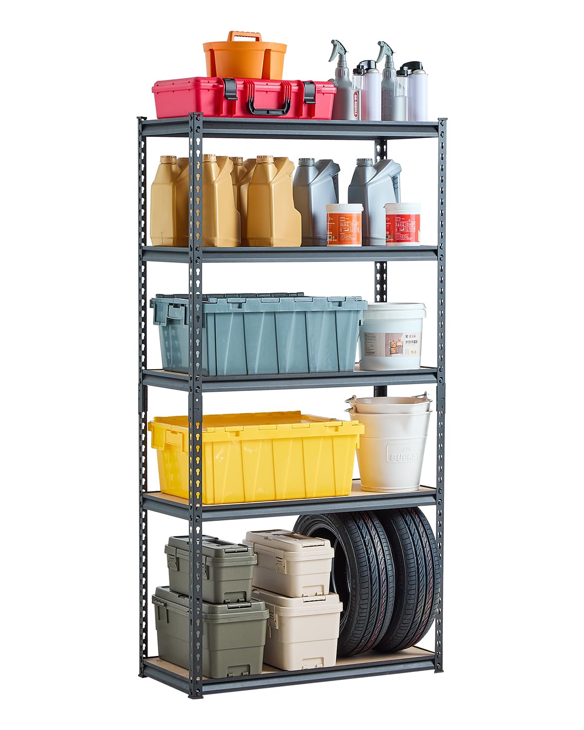 VEVOR Storage Shelves, 2000 lbs, 5 Tier Garage Storage Shelving, 16" D x 36" W x 71.4" H Adjustable
