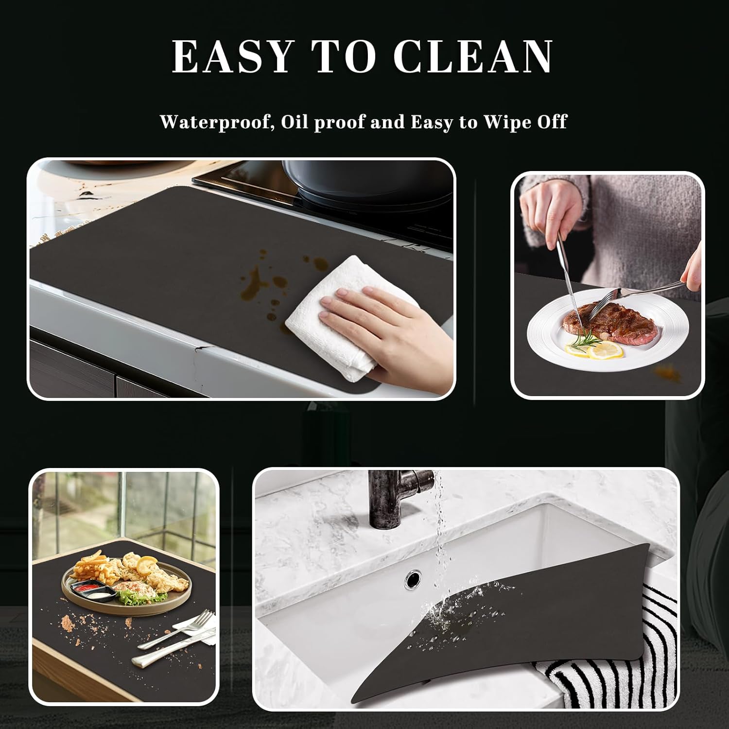 BLESWIN Faux Leather Placemats, PU Dining Table, Waterproof and Oil Resistant Easy to Clean, Heat