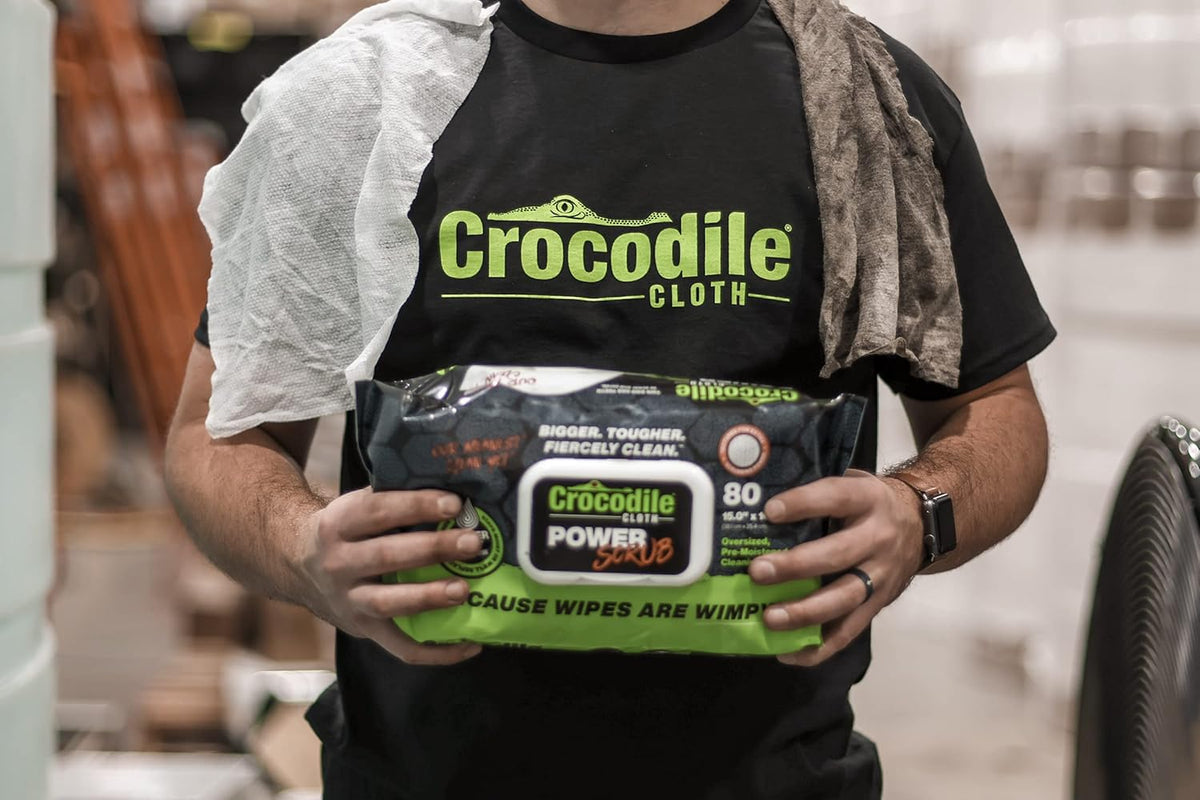 Crocodile Cloth Power Scrub - 6 pack. 480 (15" x 10") Heavy Duty Cleaning Wipes. Safe on Skin &