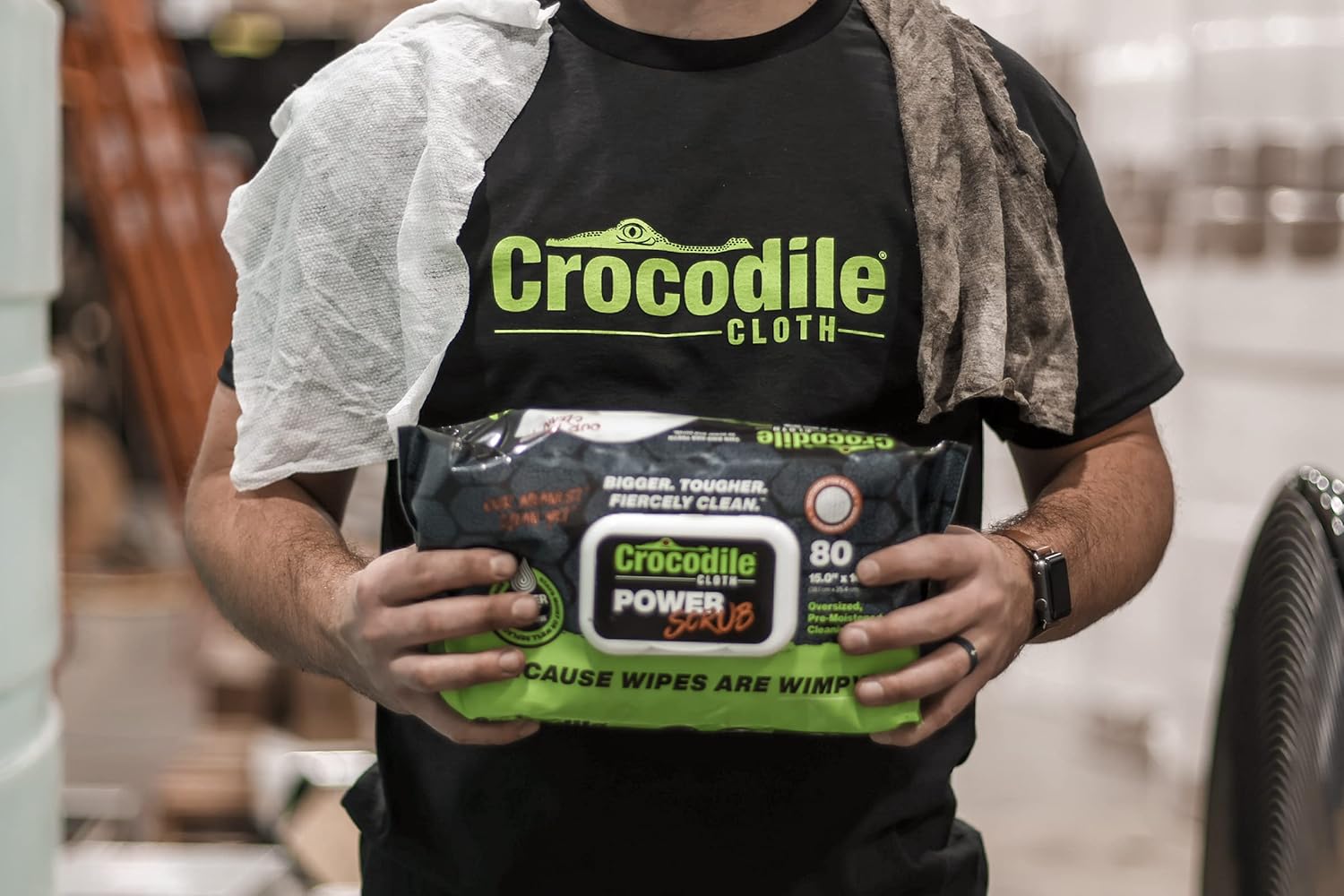 Crocodile Cloth Power Scrub - 6 pack. 480 (15" x 10") Heavy Duty Cleaning Wipes. Safe on Skin &