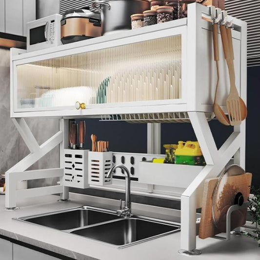 Kitchen sink rack dishwashing sink countertop dustproof cupboard storage multifunctional tableware