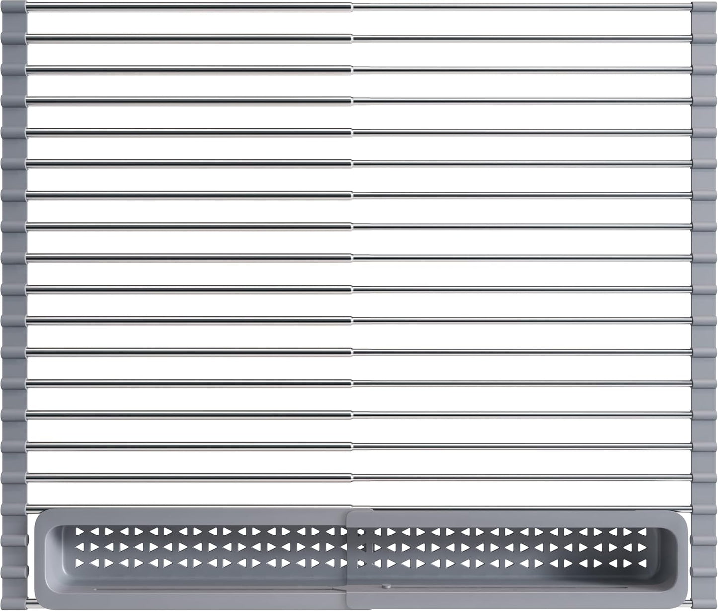 Over The Sink Dish Drying Rack for Kitchen, Expandable (12.8"-23.8" D x 15.5" W) Roll Up Dish