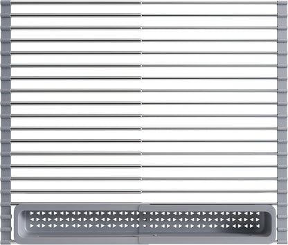 Over The Sink Dish Drying Rack for Kitchen, Expandable (12.8"-23.8" D x 15.5" W) Roll Up Dish