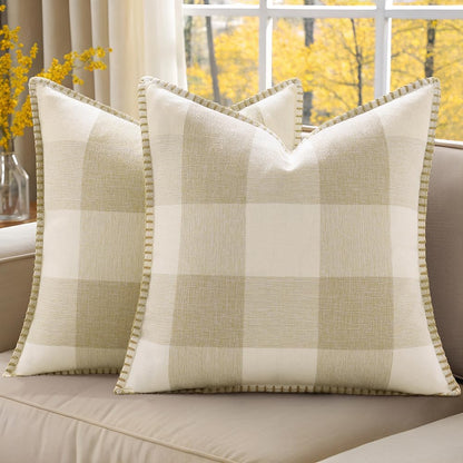 decorUhome Buffalo Plaid Check Fall Throw Pillow Covers 16x16 Set of 2, Outdoor Decorative