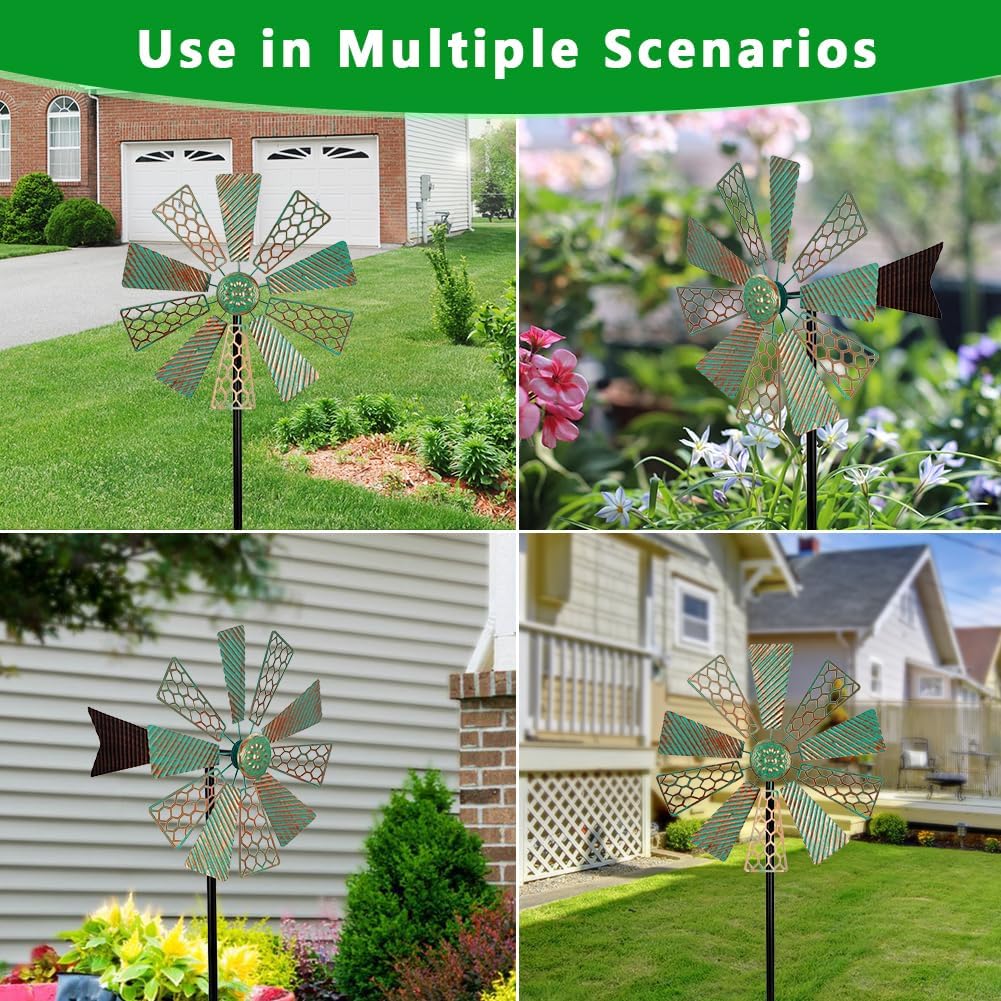 Viveta Wind Spinners Outdoor,13”Kinetic Wind Spinner Metal Vintage Windmill for Outdoor Garden