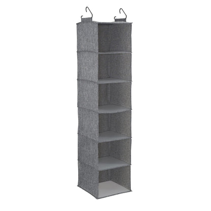 Household Essentials 6 Shelf Hanging Closet Organizer, Hanging Closet Shelf, Fabric Poly Linen and