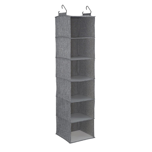 Household Essentials 6 Shelf Hanging Closet Organizer, Hanging Closet Shelf, Fabric Poly Linen and