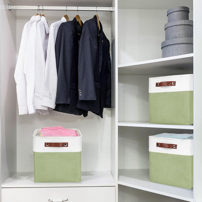 Collapsible Fabric Storage Cubes 11x11 Cube Storage Bins, 4 Pack Closet Baskets Box with Handles