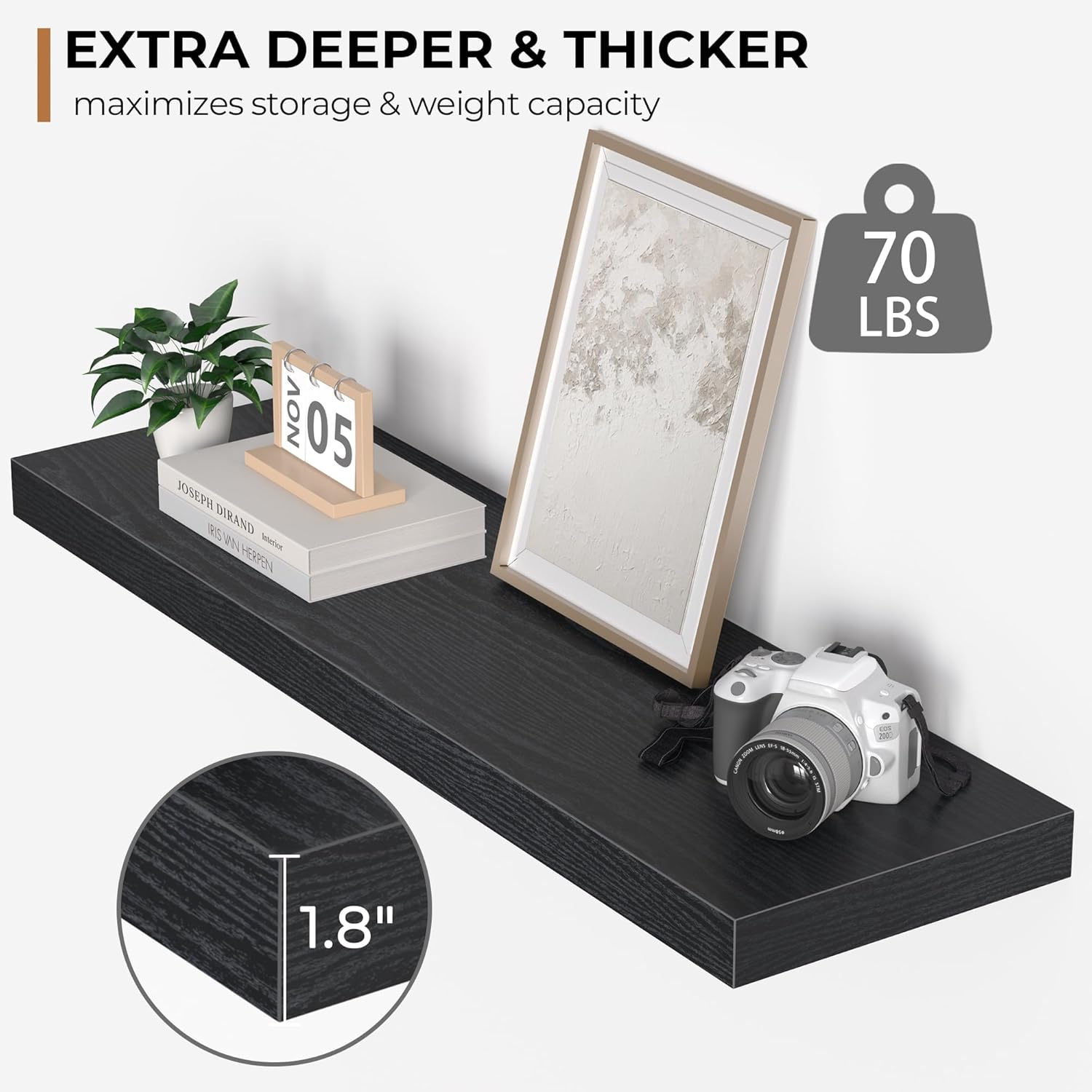 Floating Shelves - 10.3 Inch Deep Wall Shelf for Decor & Storage - Wall Mounted Display Shelving