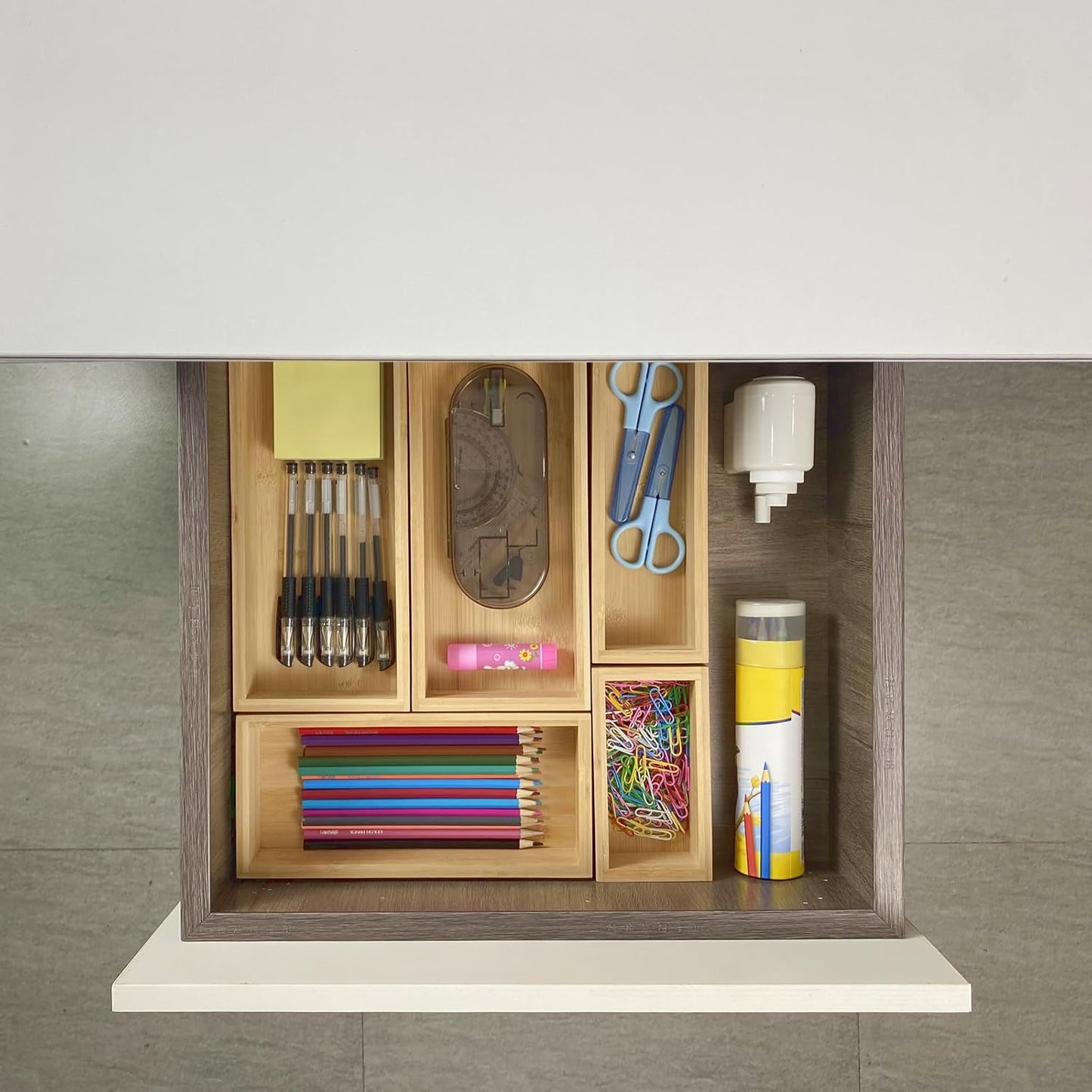 bamboo drawer organizer Set，expandable drawer dividers,wooden storage organizers,large trays for