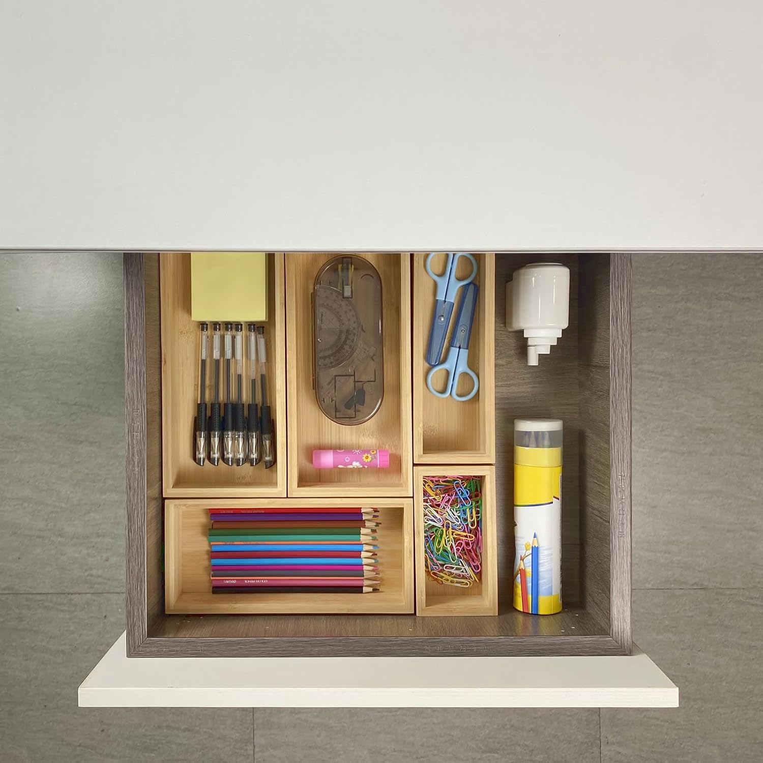 bamboo drawer organizer Set，expandable drawer dividers,wooden storage organizers,large trays for