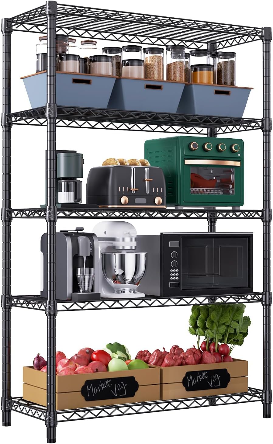 1750 lbs Steel Storage Shelving 5-Tier Utility Shelving Unit Steel Organizer Wire Rack for
