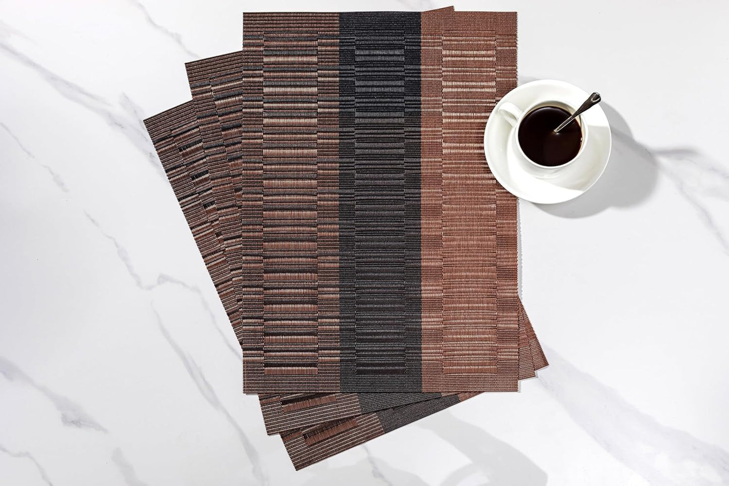 LEXMORE PlaceMats Set of 12 Vinyl/Plastic Woven Place Mats for Kitchen Table Indoor/Outdoor