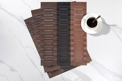 LEXMORE PlaceMats Set of 12 Vinyl/Plastic Woven Place Mats for Kitchen Table Indoor/Outdoor