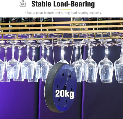 Ceiling Wine Rack&Hanging, Adjustable Hanging Wine Rack with Acrylic Board for Bar Cafe Kitche