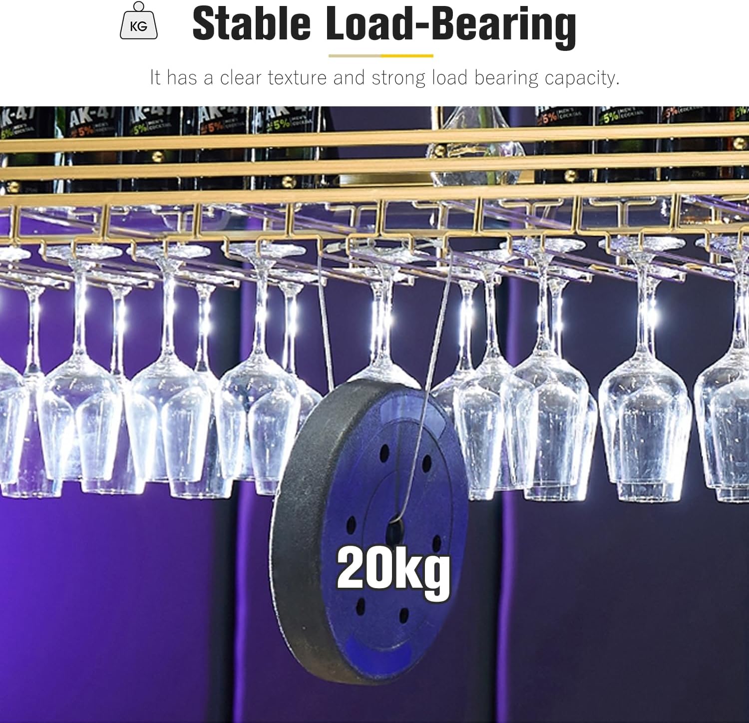 Ceiling Wine Rack&Hanging, Adjustable Hanging Wine Rack with Acrylic Board for Bar Cafe Kitche